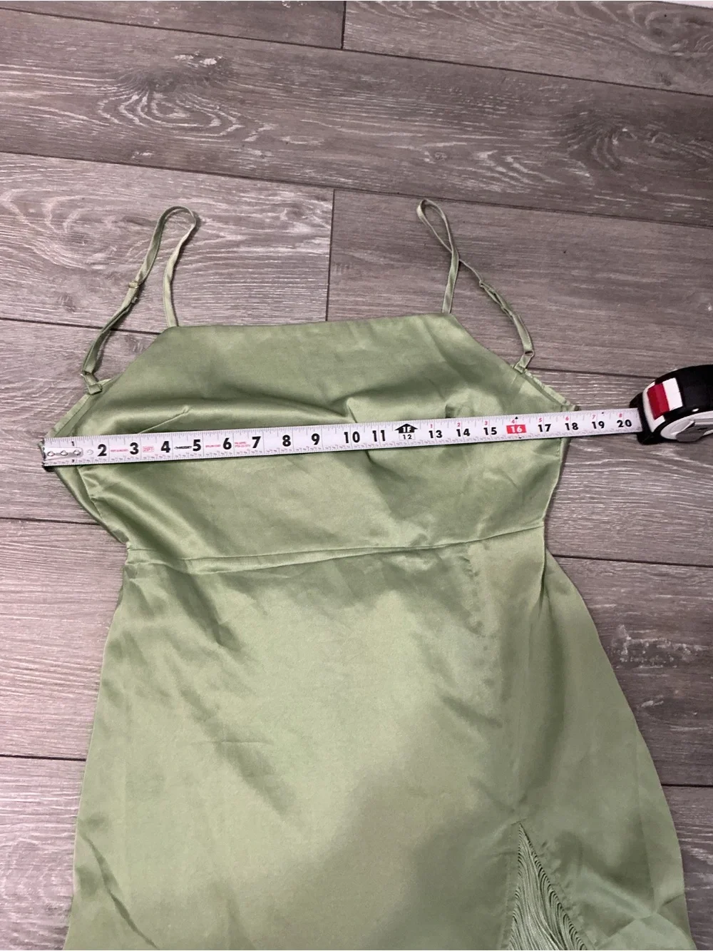 NWT 12th Tribe MONET Sage Green Fringe Cami Dress M - Picture 9 of 13